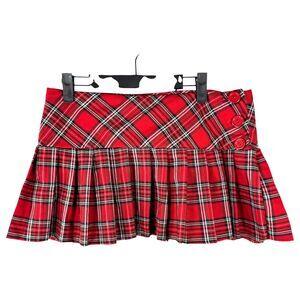 Street Code Vintage Micro Mini School Girl Red Plaid Skirt Size 7